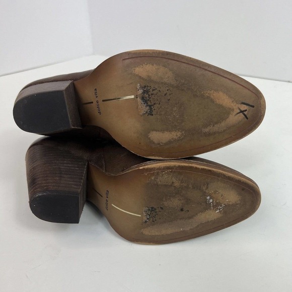 Dolce Vita Women's Taupe Gray Brown Heeled Leather Ankle Boots Booties 7 Stacked - Picture 11 of 14